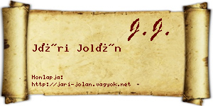 Jári Jolán névjegykártya